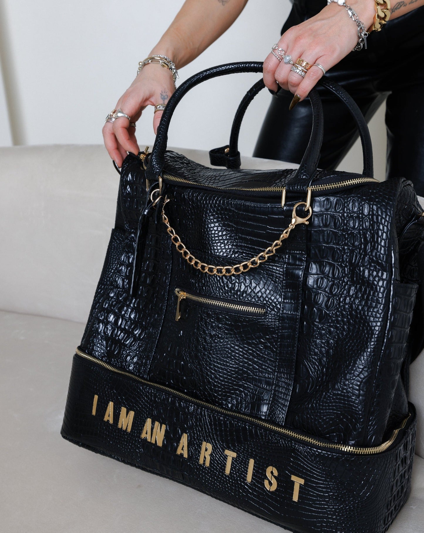 Artisan Series: Artemis “I Am An Artist” Black Vegan Leather Luxury Tote Bag