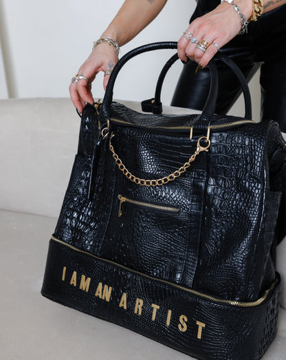 Artisan Series: Artemis “I Am An Artist” Black Vegan Leather Luxury Tote Bag